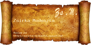 Zsirka Modeszta névjegykártya
